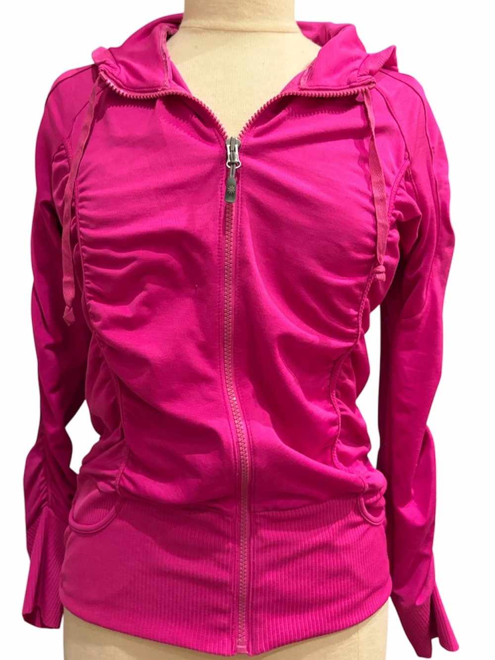 Athleta Rishi Full-Zip Hooded Yoga Jacket size Medium, bright pink